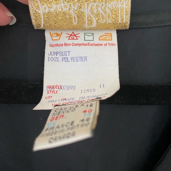 VTG Joseph Ribkoff Black Jumpsuit‎ with Vest and Gold Embroidered Details - Picture 7 of 10